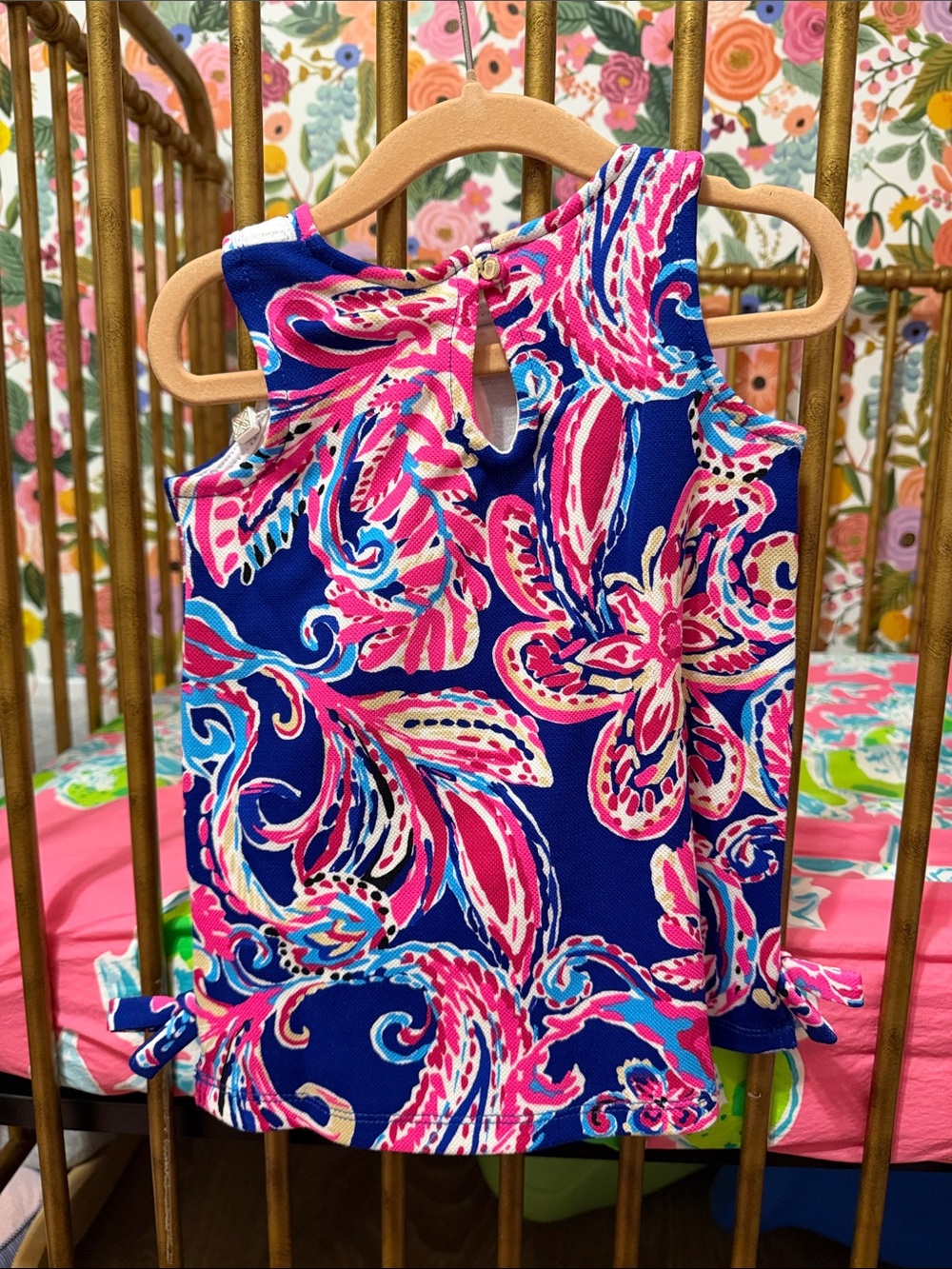 Lilly Pulitzer Navy, Pink & Aqua Paisley Tank Dress - Picture 5 of 7